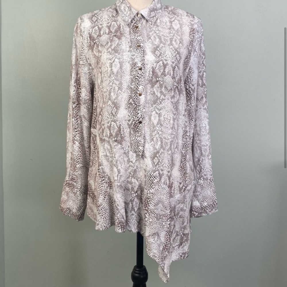 Zara Basic Brown/Cream Snakeskin Pattern Asymmetr… - image 2